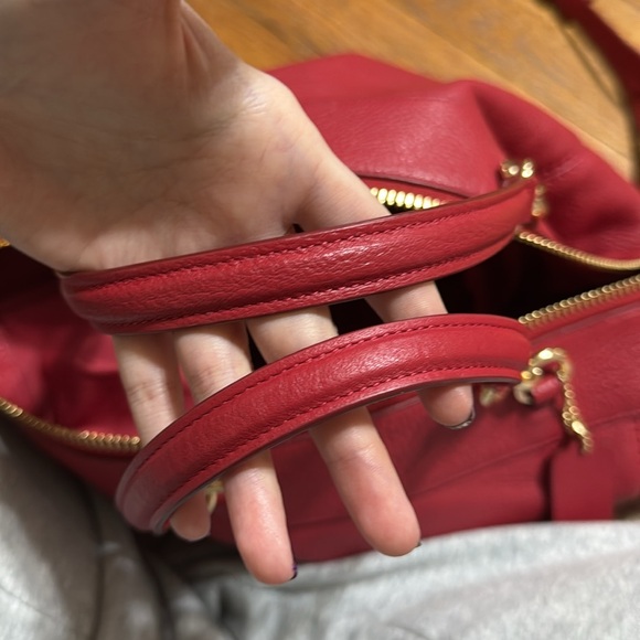 Coach Lenox Pebble Leather Satchel True Red with Gold Hardware - Picture 13 of 16